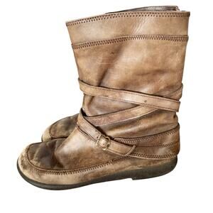 Dansko Women 40/9.5 Brown Leather Moto Mid Calf Boot